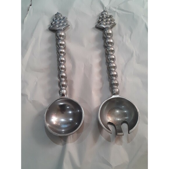 Other - Vintage Salad Servers, Pair Silvertone Heavy Duty, Holiday Themed